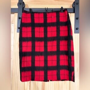 Talbots Wool Blend Christmas Buffalo Plaid Holiday Party Midi Pencil Skirt 8